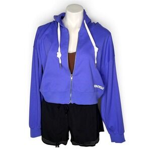SoulCycle SOUL Cropped Zip Hoodie Women S Periwinkle Blue Cotton Blend Logo